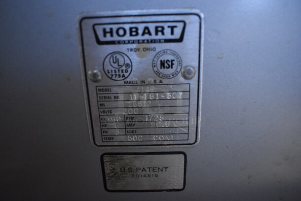 Hobart 4146 Metal Commercial Floor Style Meat Grinder w/ Tray. 200 Volts, 3 Phase. 55x27x63 - Image 7 of 7