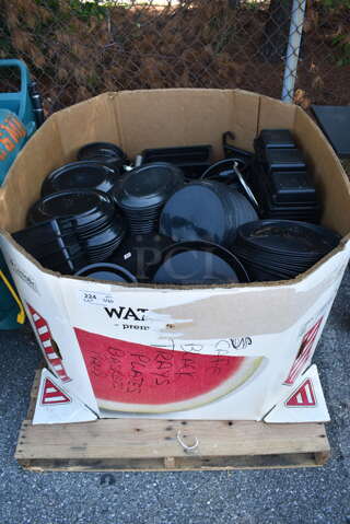 ALL ONE MONEY! PALLET LOT of Various Items Including Trays, Plates and Drop In Bins. 