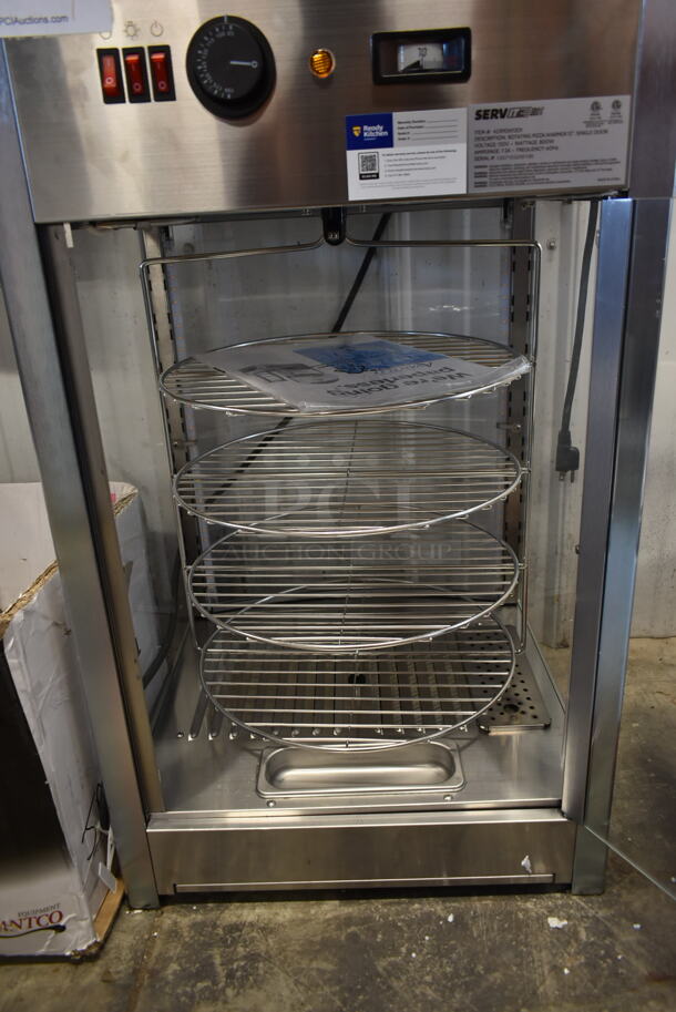 BRAND NEW SCRATCH AND DENT! ServIt 423PDW12D1 Stainless Steel Commercial Countertop Rotating Pizza Warmer Merchandiser. Stock Picture Used as Gallery. 120 Volts, 1 Phase. Tested and Working! - Image 5 of 5