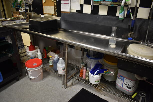Stainless Steel Commercial Left Side Dirty Side Dishwasher Table w/ Sink Basin, Spray Nozzle, Handles, Back Splash. BUYER MUST REMOVE. (dish room) - Image 2 of 8