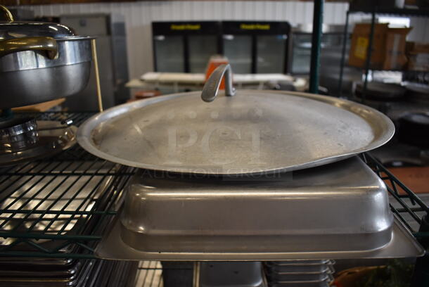 ALL ONE MONEY! Tier Lot of Metal Chafing Dish, Stock Pot Lid and Bin - Image 3 of 3