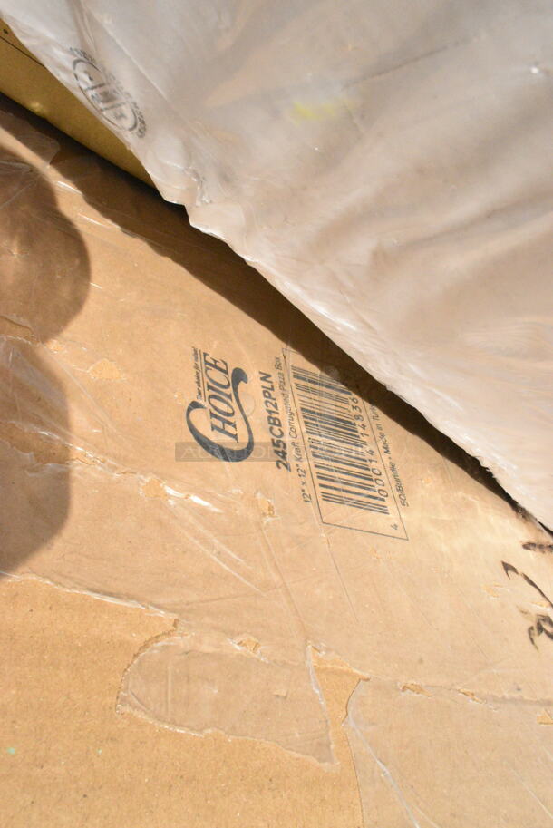 26 BRAND NEW Boxes Including 127CH4F Choice 24 oz. Clear RPET Tall Hinged Deli Container - 200/Case, 2 Box 127CH24F Choice 24 oz. Clear RPET Tall Hinged Deli Container - 200/Case, 500LDOME Choice 9 oz., 12 oz., 16 oz., 20 oz., 24 oz. Clear Dome Lid with 1" Hole - 1000/Case, 245CB12WHITE Choice 12" x 12" x 2" White Customizable Corrugated Plain Pizza Box - 50/Bundle, 245CB12PLN Choice 12" x 12" x 2" Kraft Customizable Corrugated Plain Pizza Box - 50/Case, 346BKFSNSPM Choice Medium Weight Black Wrapped Plastic Cutlery Set with Napkin and Salt and Pepper Packets - 250/Case, 500LFLAT Choice Clear Flat Lid with Straw Slot - 9, 12, 16, 20, and 24 oz. - 1000/Case, 760IC12W Choice 12 oz. White Paper Frozen Yogurt / Food Cup - 1000/Case. 26 Times Your Bid!  - Image 7 of 12