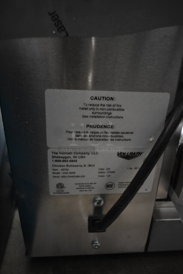 BRAND NEW SCRATCH AND DENT! Vollrath CGA 8008 40704 Stainless Steel Commercial Countertop Electric Powered 8 Bird Rotisserie Oven. 220 Volts, 1 Phase. - Image 7 of 7