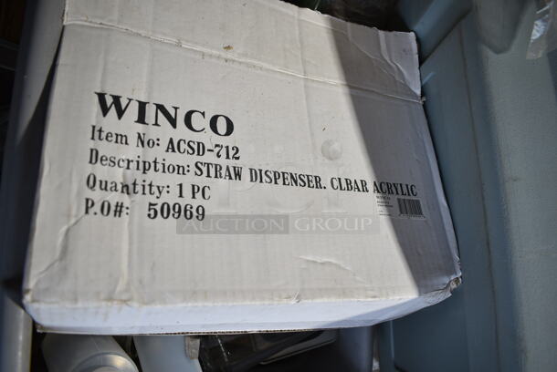 PALLET LOT of 40 BRAND NEW! Items/Boxes Including Winco STR-10 Steamer Racks, 8.25" Cake Stand, Winco ACSD-712 Straw Dispenser, Utensils, Bus Bins, Vegetable Dicer, Thermometers, Stainless Steel Drop In Bins, Black Slim Jim Trash Can, Oven Mitts, Winco WWB-10 Salad Bowl, Qualite Poly Condiment Bottles. 40 Times Your Bid! - Image 4 of 12