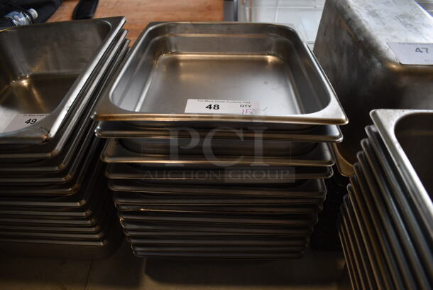 15 Stainless Steel 1/2 Size Drop In Bins. 1/2x2.5. 15 Times Your Bid!