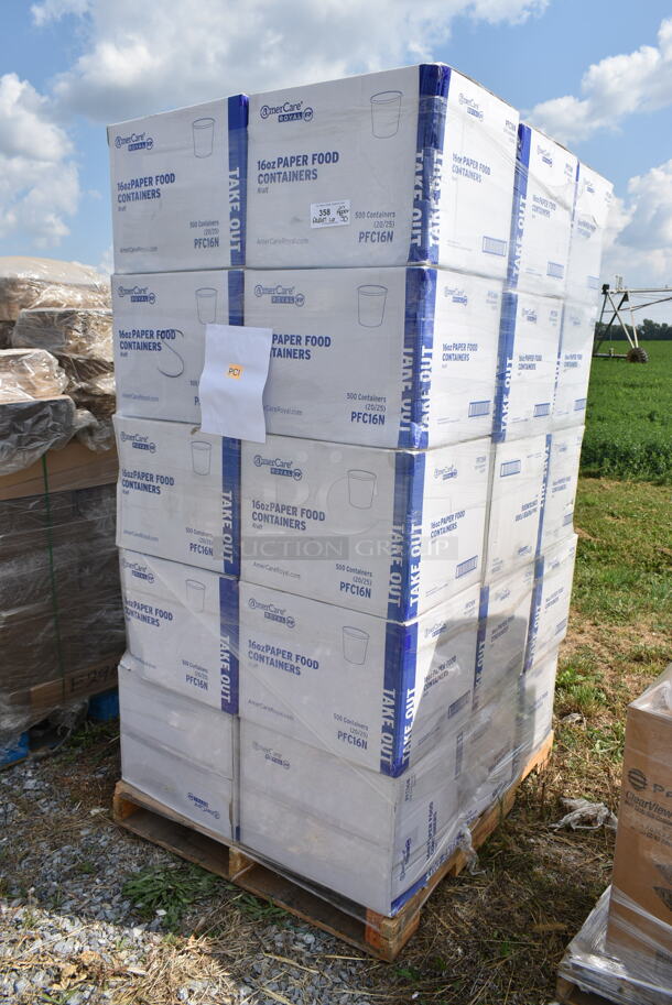 PALLET LOT of 30 BRAND NEW Boxes of AmerCare Royal PFC16N 16 oz Paper Food Containers. 30 Times Your Bid!  - Image 2 of 6