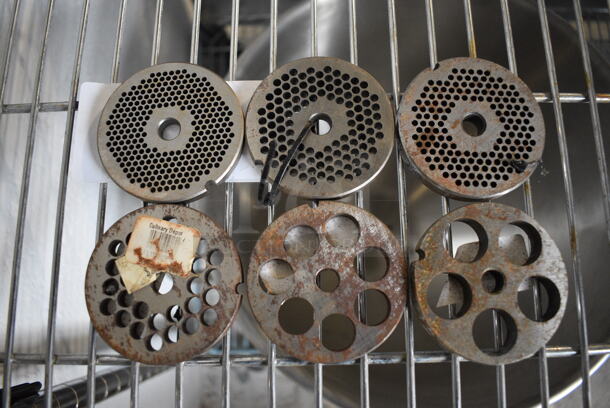 6 Metal Meat Grinder Plates. 2.75x2.75x0.5. 6 Times Your Bid!