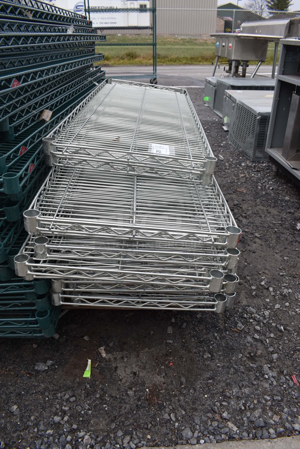 ALL ONE MONEY! Lot of 14 Various Chrome Finish Wire Shelves. Includes 48x18x1.5 - Image 1 of 4