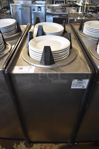 APW Wyott ML2-9-5P Stainless Steel Commercial 2 Well Plate Dispenser w/ 9" Plates on Commercial Casters. 15.5x301x42