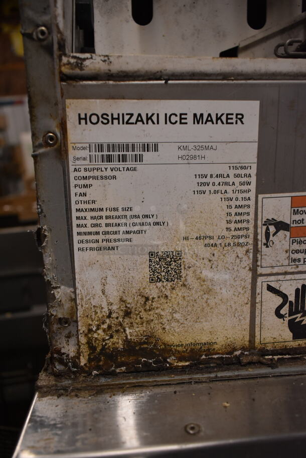 Hoshizaki KML-325MAJ Stainless Steel Commercial Ice Head on Bin. 115 Volts, 1 Phase.  - Image 6 of 6