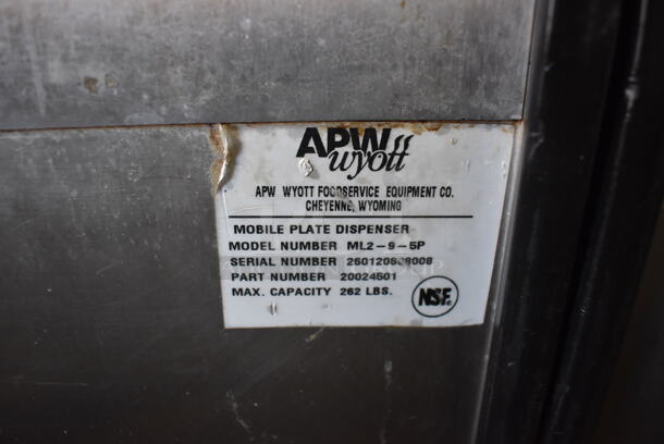 APW Wyott ML2-9-5P Stainless Steel Commercial 2 Well Plate Dispenser w/ 9" Plates on Commercial Casters. 15.5x301x42 - Image 5 of 5