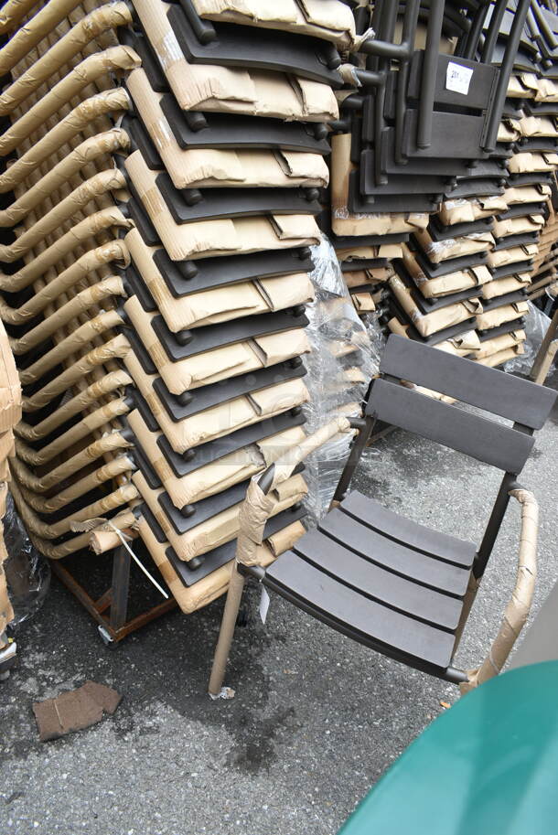 20 BRAND NEW! BFM Seating PH301CBR-BZ Brown Outdoor Dining Height Chair w/ Arm Rests. 20 Times Your Bid! - Image 2 of 5