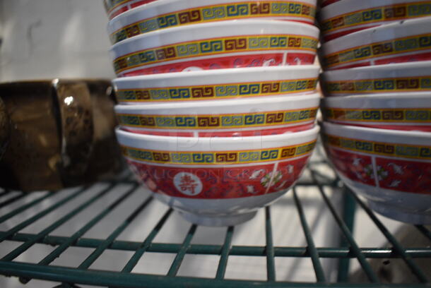ALL ONE MONEY! Lot of 12 White Poly Red / Green Patterned Bowls. 4.5x4.5x2.5 - Image 2 of 3