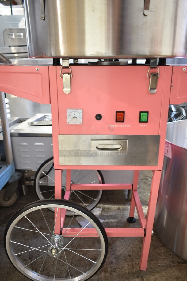 BRAND NEW SCRATCH AND DENT! 2023 Carnival King 382CCM21CT Cotton Candy Machine with 21" Stainless Steel Bowl and Cart. 110 Volts, 1 Phase.  - Image 4 of 8