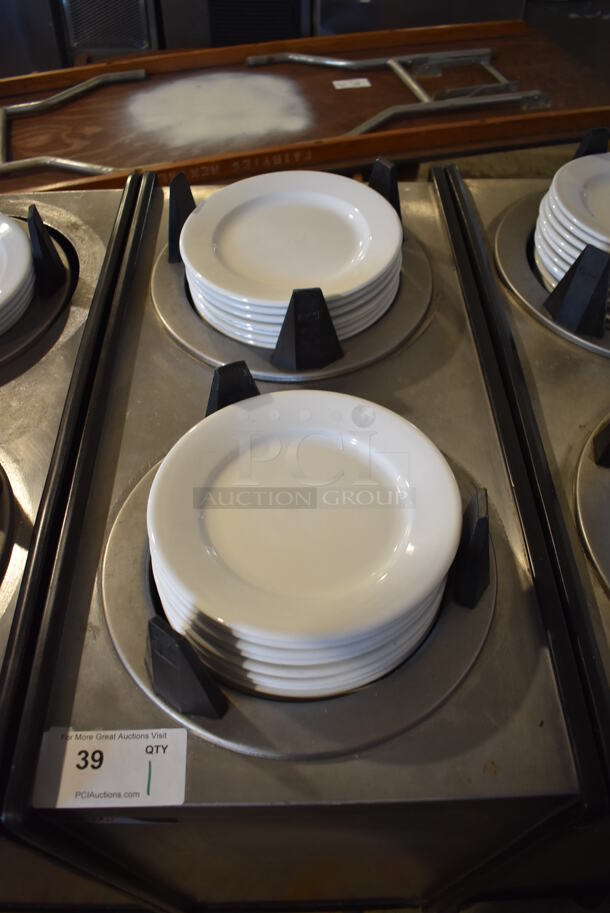 APW Wyott ML2-9-5P Stainless Steel Commercial 2 Well Plate Dispenser w/ 9" Plates on Commercial Casters. 15.5x301x42 - Image 3 of 6