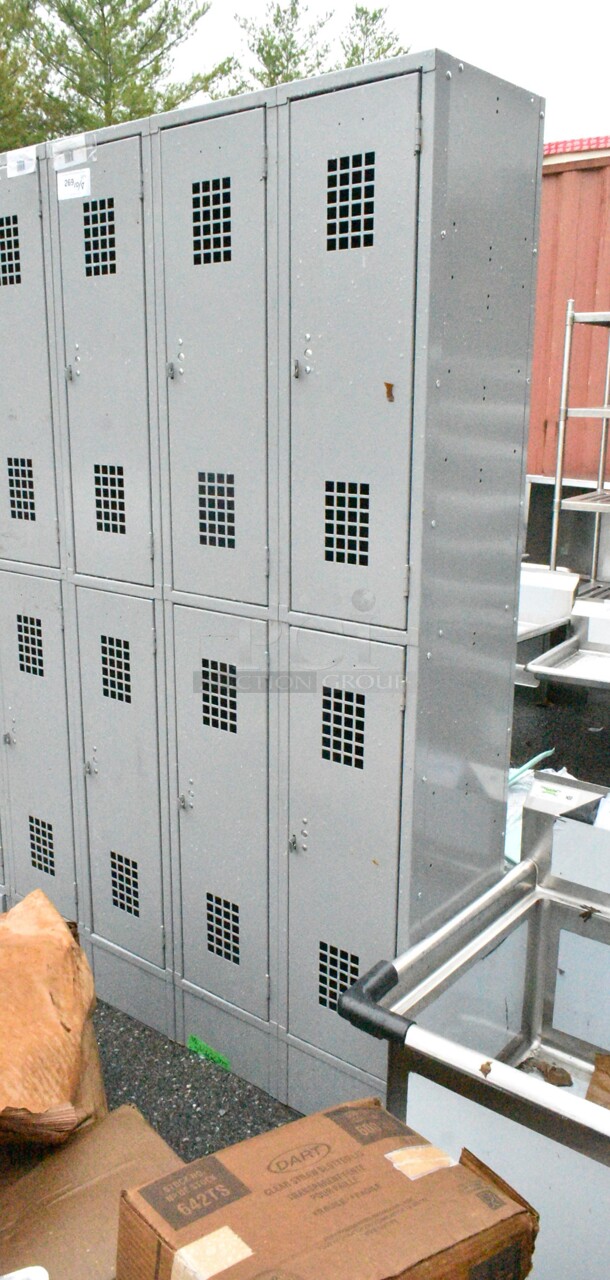 BRAND NEW SCRATCH AND DENT! Regency 600LC32125AG Space Solutions Gray 36" x 15" x 78" 3 Wide, 2 Tier Locker - Assembled  - Image 3 of 6