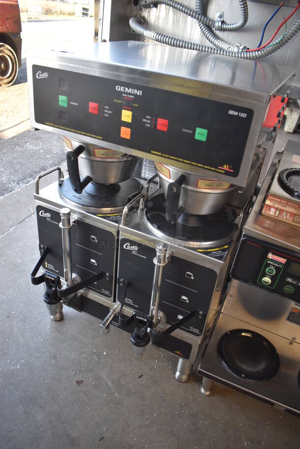 Curtis GEM-12D-10 Stainless Steel Commercial Countertop Coffee Machine w/ 2 Satellite Servers and 2 Metal Brew Baskets. 120/208-240 Volts, 1 Phase. 18x20x29 - Image 2 of 5