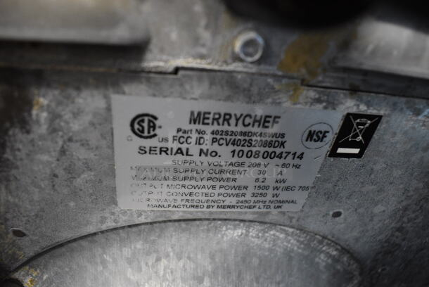 2010 Merrychef Stainless Steel Commercial Countertop Electric Powered Rapid Cook Oven. 208 Volts, 1 Phase. 23x25x24 - Image 4 of 4