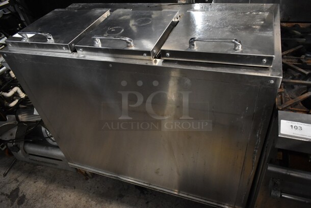 Aladdin Stainless Steel Commercial Tray Return Cart on Commercial Casters. Cannot Test Due To Cut Power Cord