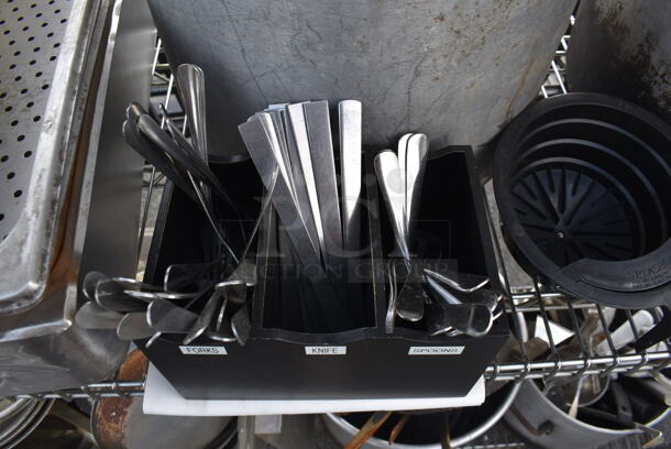 ALL ONE MONEY! Tier Lot Incuding 2 Stockpots full of Utensils and Pans, Stainless Drop In Bins and MORE! - Image 3 of 4