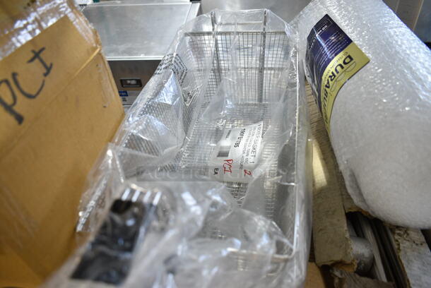 2 BRAND NEW SCRATCH AND DENT! 190FB1785 Pitco P6072184 Equivalent 17" x 8 1/4" x 6" Twin Fryer Basket with Front Hook. 2 Times Your Bid!  - Image 3 of 5