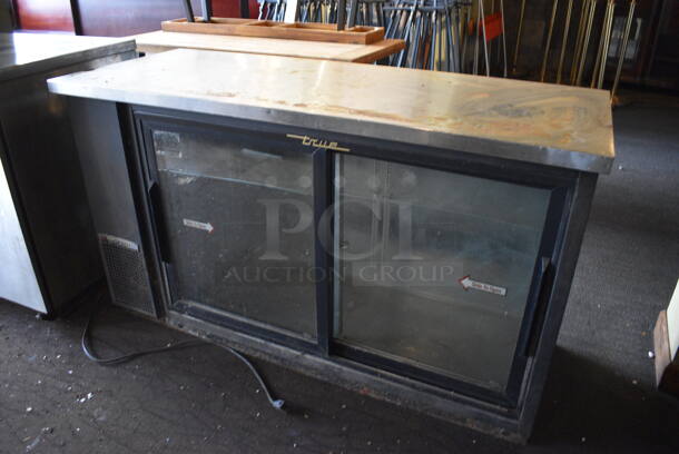 2011 True TBB-24-60G-SD Metal Commercial 2 Door Back Bar Cooler Merchandiser. 115 Volts, 1 Phase. BUYER MUST REMOVE. 61x24.5x36. Item Was in Working Condition on Last Day of Business. (Susquehanna Ale House)