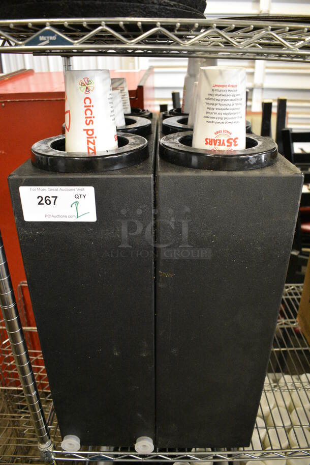 2 Black Poly 3 Well Cup Dispensers. 8x22.5x24.5. 2 Times Your Bid!