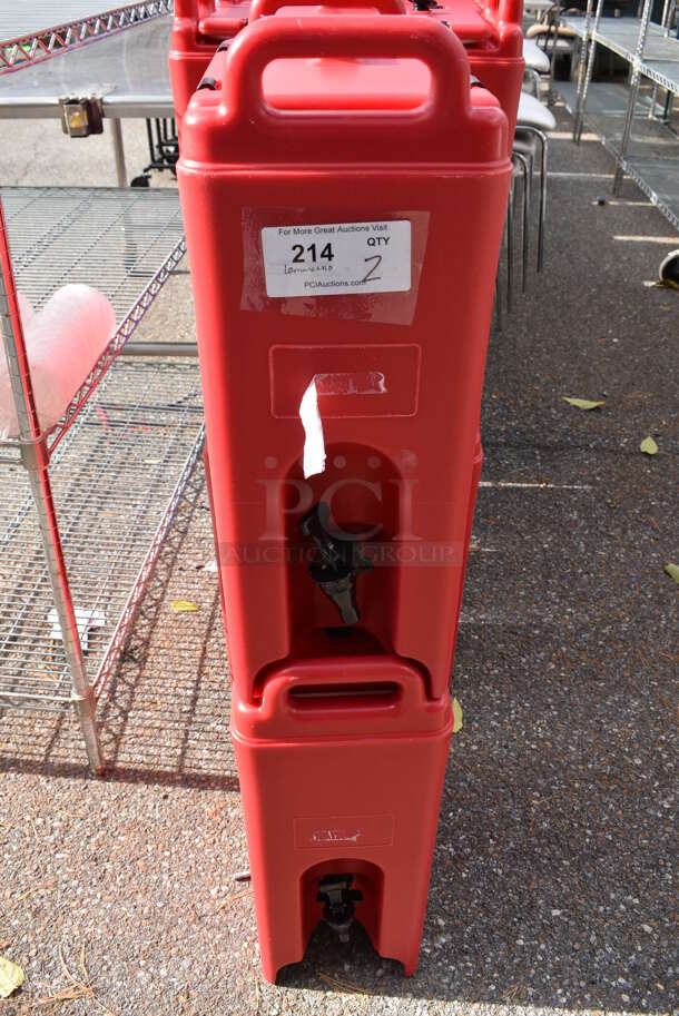 2 Cambro 500LCD Red Poly Insulated Beverage Holder Dispensers. 9x16.5x24. 2 Times Your Bid! - Image 1 of 12