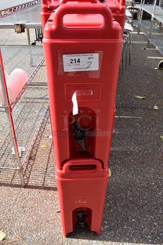 2 Cambro 500LCD Red Poly Insulated Beverage Holder Dispensers. 9x16.5x24. 2 Times Your Bid!