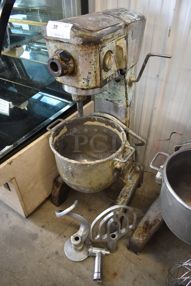 Hobart D-300 Metal Commercial Floor Style 30 Quart Planetary Dough Mixer w/ Metal Mixing Bowl, Meat Grinder Piece, Dough Hook and Paddle Attachment. 208 Volts, 3 Phase. - Image 1 of 7