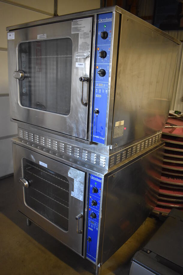 2 Cleveland AE 22 TX Stainless Steel Commercial Electric Powered Combi Craft Convection Oven w/ View Through Door and Thermostatic Controls. 480 Volts, 3 Phase. 42x42x75.5. 2 Times Your Bid! - Image 5 of 10
