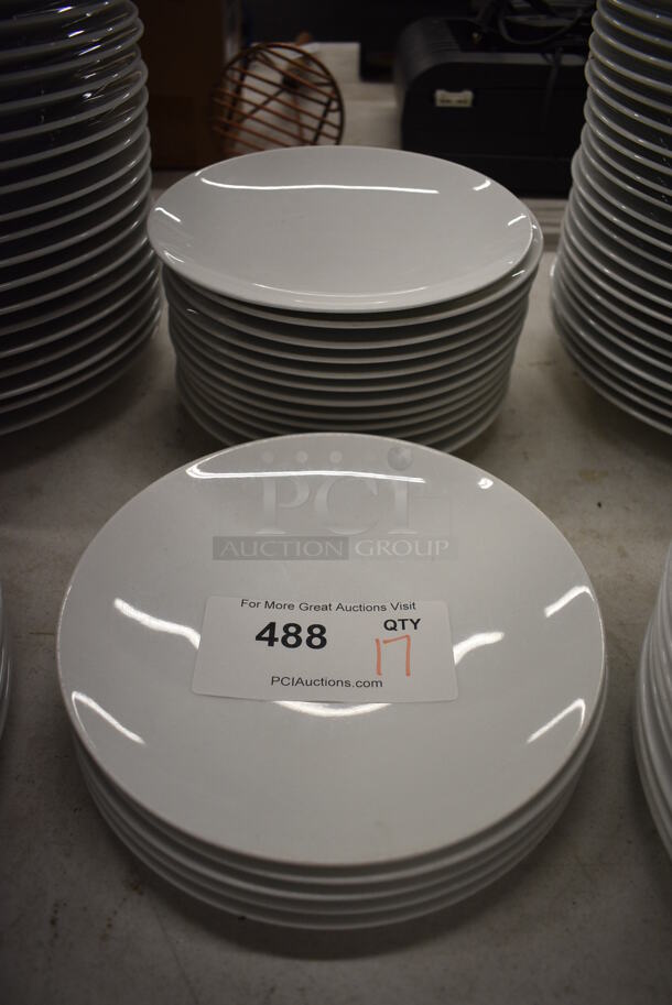 17 White Ceramic Plates. 8.5x8.5x1. 17 Times Your Bid!