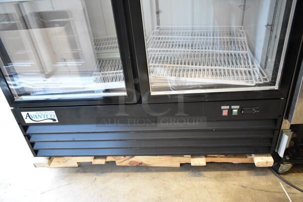 BRAND NEW SCRATCH AND DENT! 2024 Avantco 178GDC49HCB 53" Black Customizable Swing Glass Door Merchandiser Refrigerator with LED Lighting and Poly Coated Racks. 115 Volts, 1 Phase. Tested and Powers On But Does Not Get Cold - Image 3 of 10