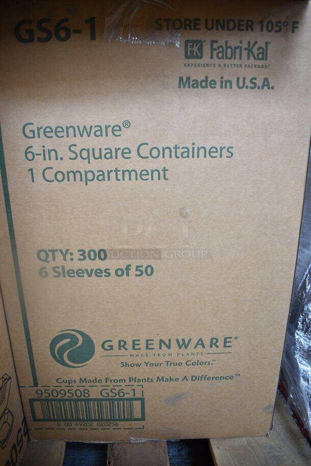 PALLET LOT of 14 BRAND NEW Boxes Including Genpak 22500 Large Hinged Sandwich Containers, Greenware 6" Square Containers, Ellipso E-504 Combo Pack 4 oz Cups and Lids. 14 Times Your Bid!  - Image 5 of 7