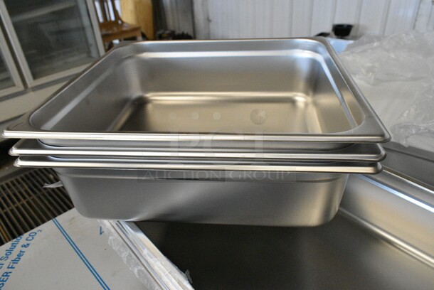 11 BRAND NEW SCRATCH AND DENT! Stainless Steel Drop In Bins Including 2 4070249 Choice 1/2 Size 4" Deep Anti-Jam Stainless Steel Steam Table / Hotel Pan - 24 Gauge, 3 4070122 Choice 2/3 Size 2 1/2" Deep Anti-Jam Stainless Steel Steam Table / Hotel Pan - 24 Gauge, 3 4070142 Choice 2/3 Size 4" Deep Anti-Jam Stainless Steel Steam Table / Hotel Pan - 24 Gauge, 4 4070049 Choice Full Size 4" Deep 24 Gauge Anti-Jam Stainless Steel Steam Table / Hotel Pan. 11 Times Your Bid!  - Image 7 of 12