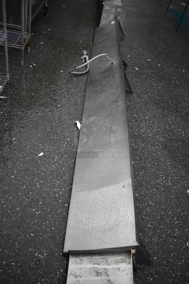 Stainless Steel Shelf w/ Spray Nozzle Attachment and Wall Mount Brackets. 132x15.5x14.5 - Image 2 of 3