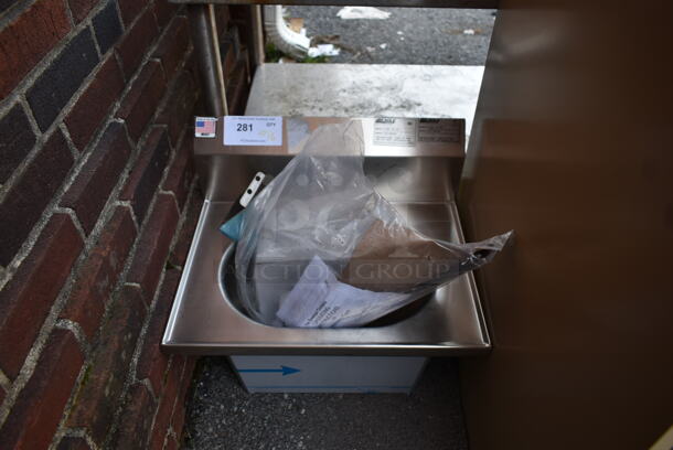 BRAND NEW SCRATCH AND DENT! Eagle HSA-10-FK Stainless Steel Commercial Single Bay Wall Mount Sink. - Image 1 of 5