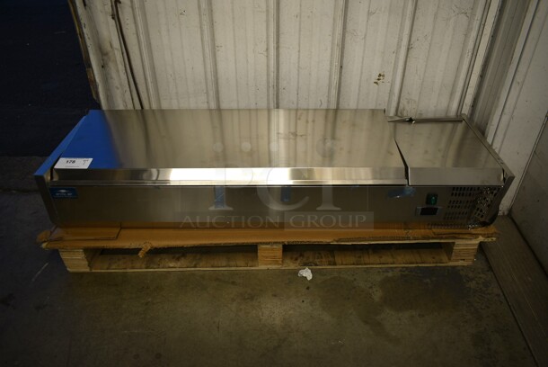 BRAND NEW SCRATCH AND DENT! Arctic Air ACP55 Stainless Steel Commercial Countertop Refrigerated Rail w/ Drop In Bins. Tested and Working! - Image 1 of 5