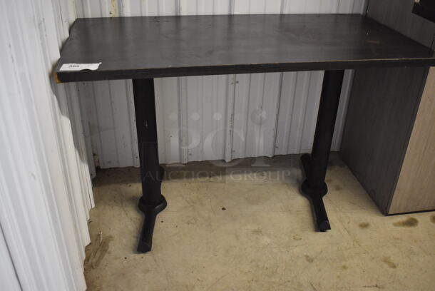 Wood Pattern Table on 2 Black Metal Straight Leg Table Bases. 48x24x29 - Image 3 of 5