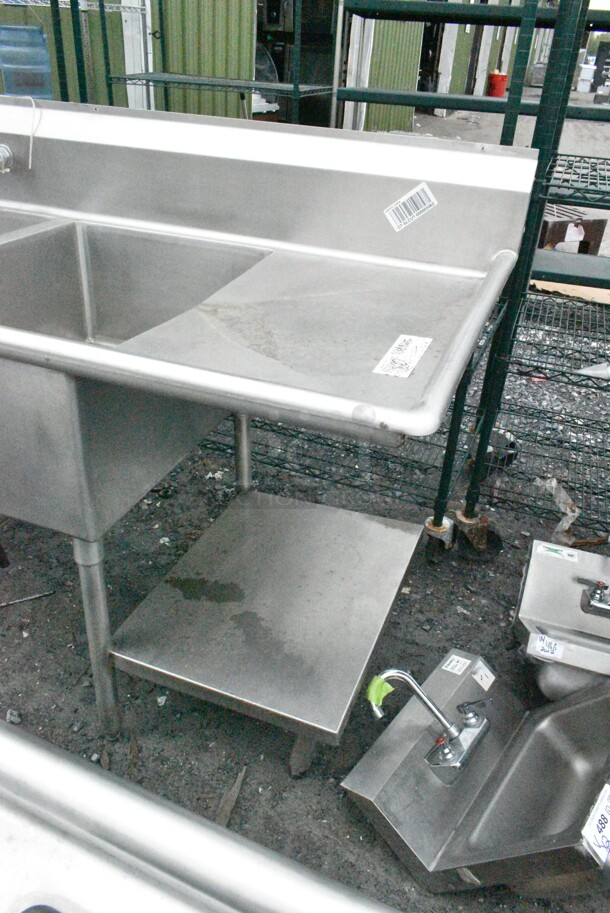 Stainless Steel Commercial 3 Bay Sink w/ Dual Drain Boards, Under Shelf, Faucet, Handles and Spray Nozzle Attachment. Bays 20x28x12. Drain Board 18x30 - Image 3 of 12