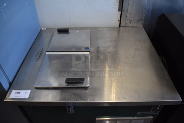 Delfield Stainless Steel Commercial Tray Return on Commercial Casters. 36x30x32. Tested and Powers On But Does Not Get Cold - Image 2 of 6