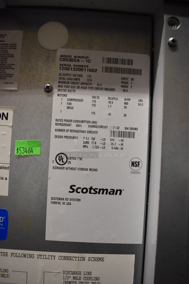 Scotsman Prodigy C0530SA-1C Stainless Steel Commercial Ice Machine Head on Commercial Ice Bin. 115 Volts, 1 Phase. 31x34x73 - Image 7 of 9