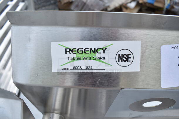 BRAND NEW SCRATCH AND DENT! Regency 600S11824 23" 16 Gauge Stainless Steel One Compartment Commercial Sink with Stainless Steel Legs and Cross Bracing - 18" x 24" x 14" Bowl - Image 6 of 6