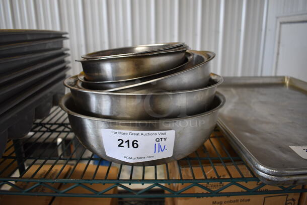 11 Various Metal Bowls. Includes 12x12x11. 11 Times Your Bid!