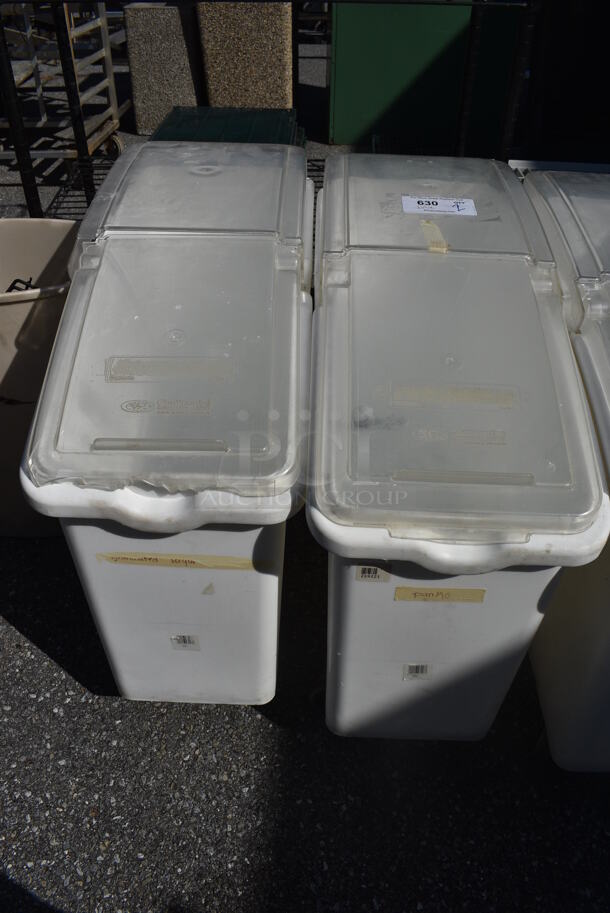 2 White Poly Ingredient Bin on Commercial Casters. 13x29x29. 2 Times Your Bid!