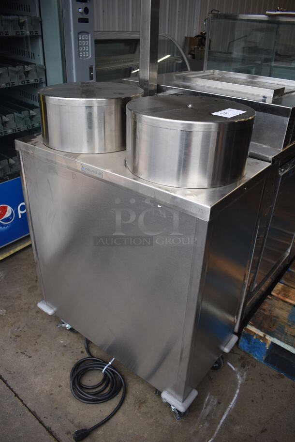 BRAND NEW! 2020 Delfield CAB2-1013QT Quick Temp Mobile Enclosed Two Stack Heated Dish Dispenser / Warmer on Commercial Casters. 120 Volts, 1 Phase. 15.5x30.5x43. Tested and Working! - Image 2 of 6