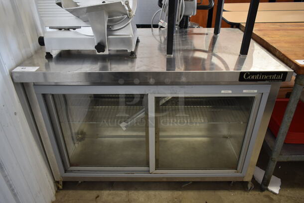 Continental SW48-SGD Stainless Steel Commercial 2 Door Cooler Merchandiser. 115 Volts, 1 Phase. Tested and Powers On But Does Not Get Cold