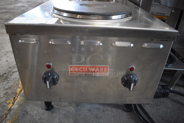 Cecilware Stainless Steel Commercial Countertop Electric Powered 2 Burner Hot Plate Range. 15x23.5x15. Cannot Test Due To Plug Style - Image 4 of 5
