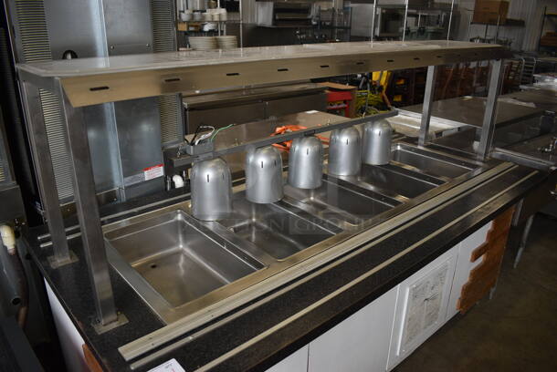 Stainless Steel Commercial 5 Well Steam Table w/ 5 Head Warming Lamp on Commercial Casters. 208 Volts, 1 Phase. 84.5x40x57.5 - Image 2 of 5