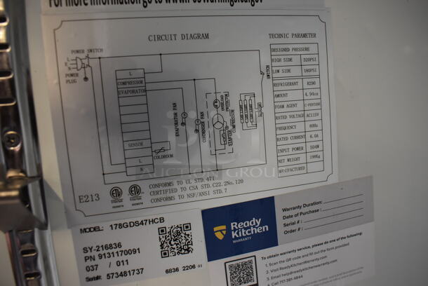BRAND NEW SCRATCH AND DENT! Avantco 178GDS47HCB Metal Commercial 2 Door Reach In Cooler Merchandiser on Commercial Casters. 52x30x84. Tested and Working! - Image 3 of 6